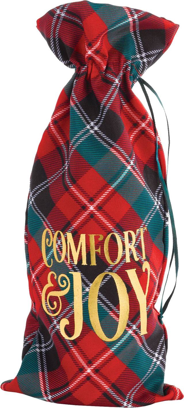 Sac à bouteille à motif écossais rouge Front_Flat