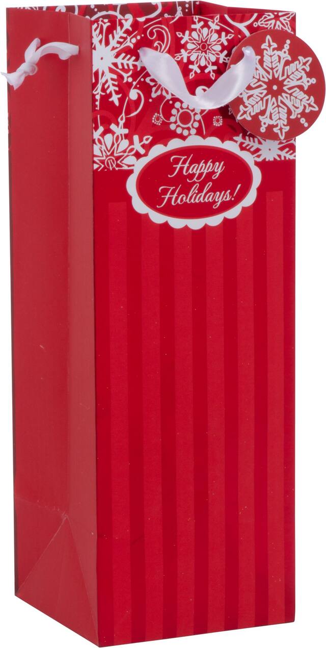 Happy Holidays Bottle Bag Front_Angled_Right