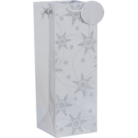 Sac à bouteille à motif de flocons de neige argentés scintillants Front_Angled_Right