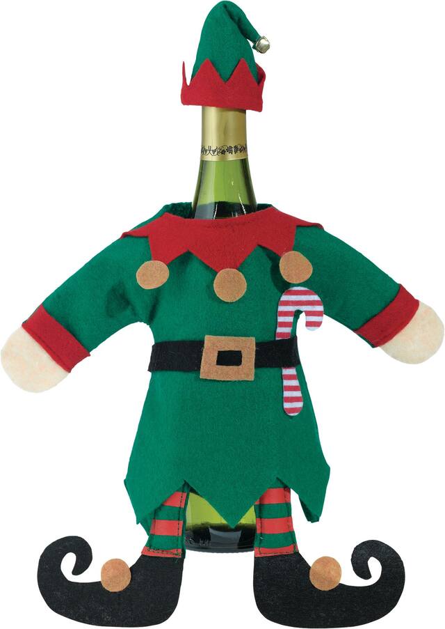 Elf Suit Wine Bottle Cover, 2-pk Front_Flat