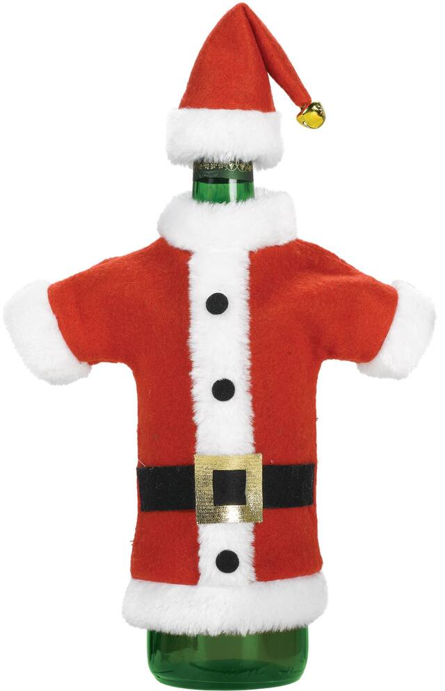 Santa Jacket and Hat Wine Bottle Cover Front_Flat