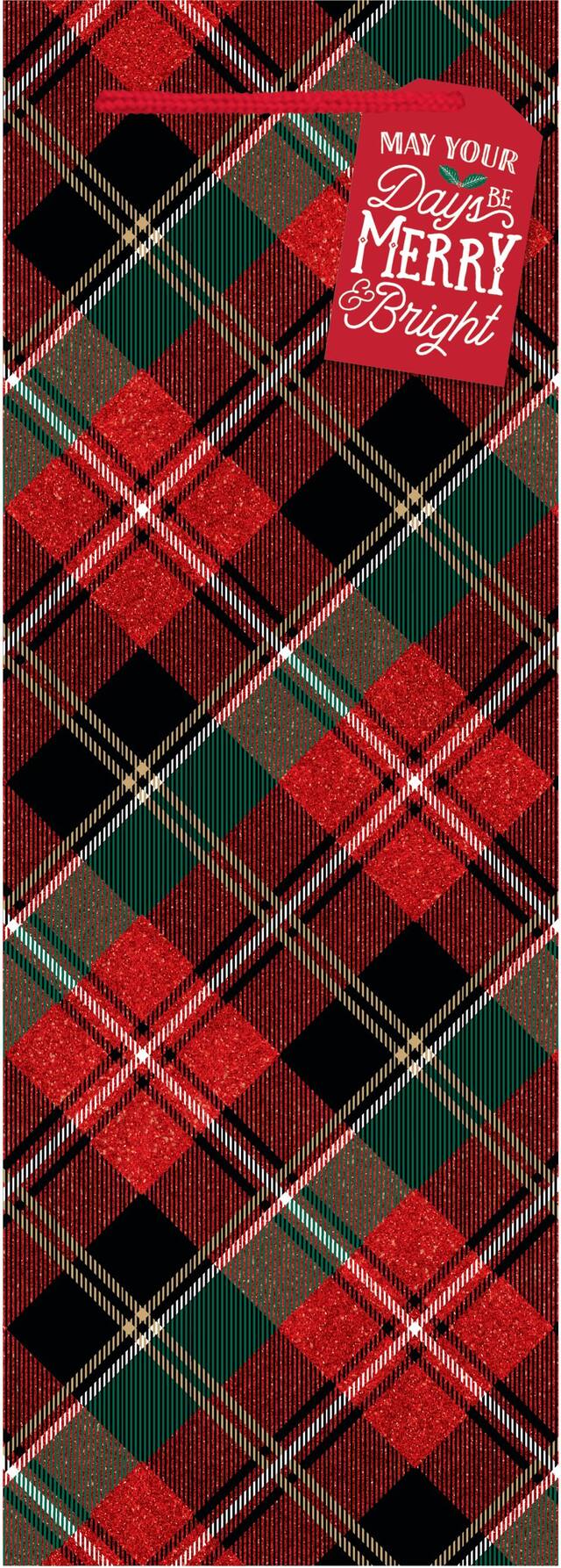 Holiday Plaid Glossy Bottle Bag Front_Flat