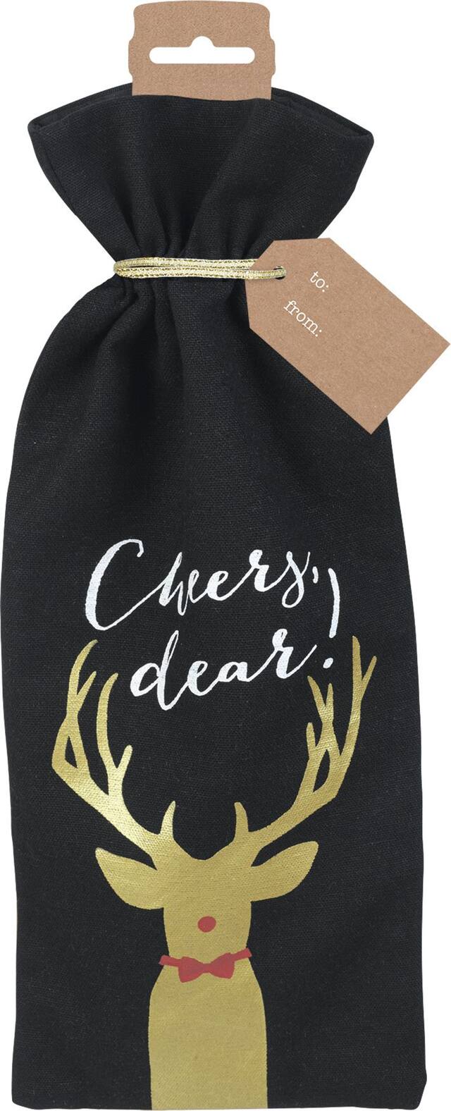 Cheers Dear Fabric Bottle Bag Front_Flat