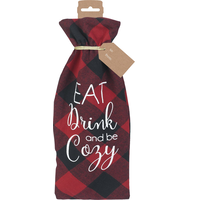 Eat, Drink, Cozy Fabric Bottle Bag Front_Flat