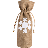 Snowflake Burlap Bottle Bag Front_Flat