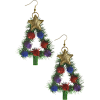 Tinsel Christmas Tree Earrings Front_Flat