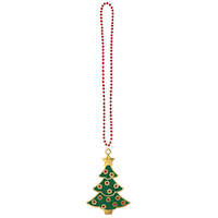 Christmas Tree Pendant Bead Necklace Front_Flat