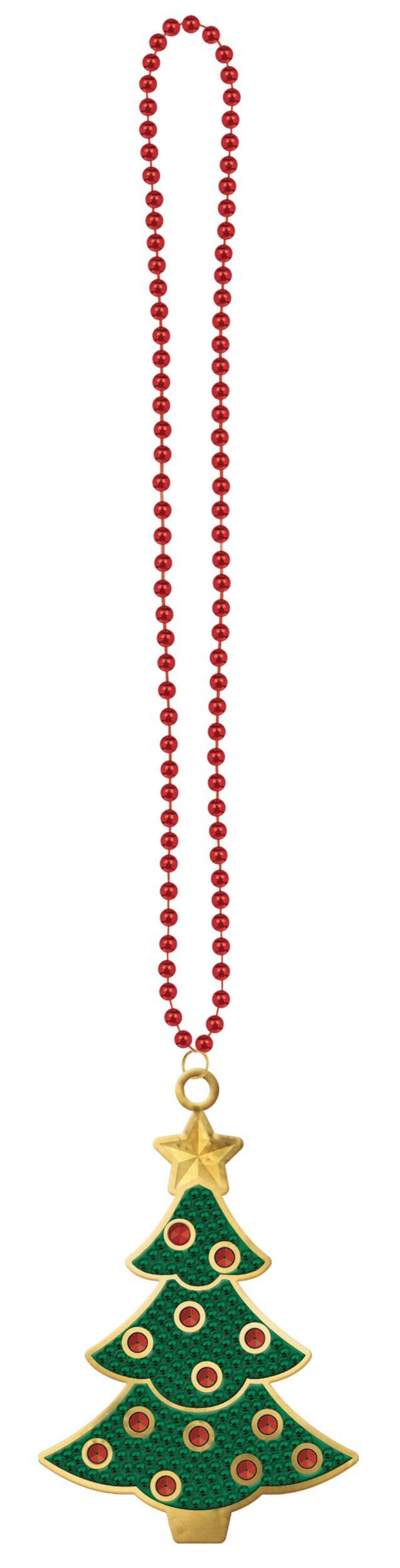 Christmas Tree Pendant Bead Necklace Front_Flat