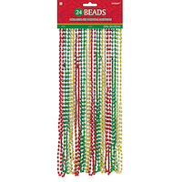 Bead Necklaces, Red/Green/Gold, One Size, 24-pk, for Christmas Front_Flat