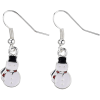 Penguin and Snowman Christmas Earrings Set 6pc Front_Flat