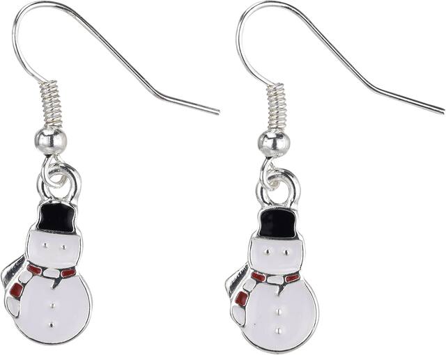 Penguin and Snowman Christmas Earrings Set 6pc Front_Flat