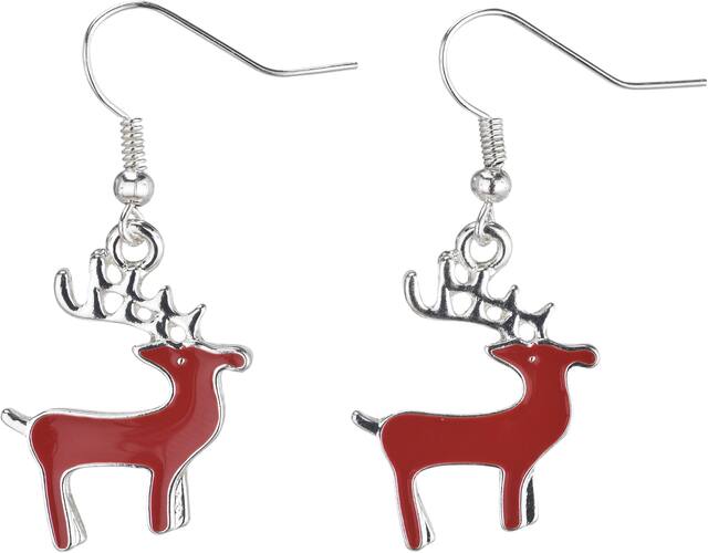 Boucles d'oreilles de Noël, renne et flocon de neige, 6 pièces Front_Flat