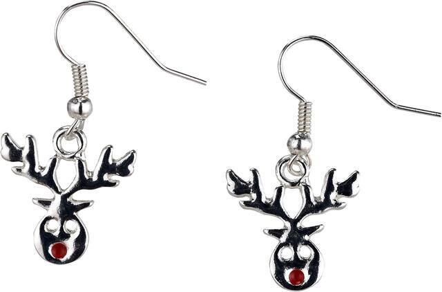 Boucles d'oreilles de Noël, chapeau de père Noël et renne, 6 pièces Front_Flat