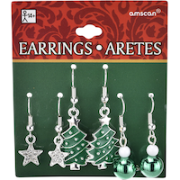 Christmas Tree & Star Christmas Earrings Set, 6-pc Front_Flat