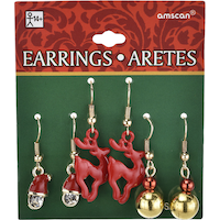 Reindeer & Santa Christmas Earrings Set, 6-pc Front_Flat