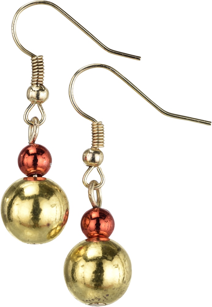Boucles D'oreilles Père Noël Doré - Pendantes, Fermoir Clous - NEUVES Avec étiquettes