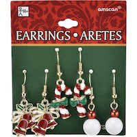 Bells & Candy Cane Christmas Earrings Set, 6-pc Front_Flat