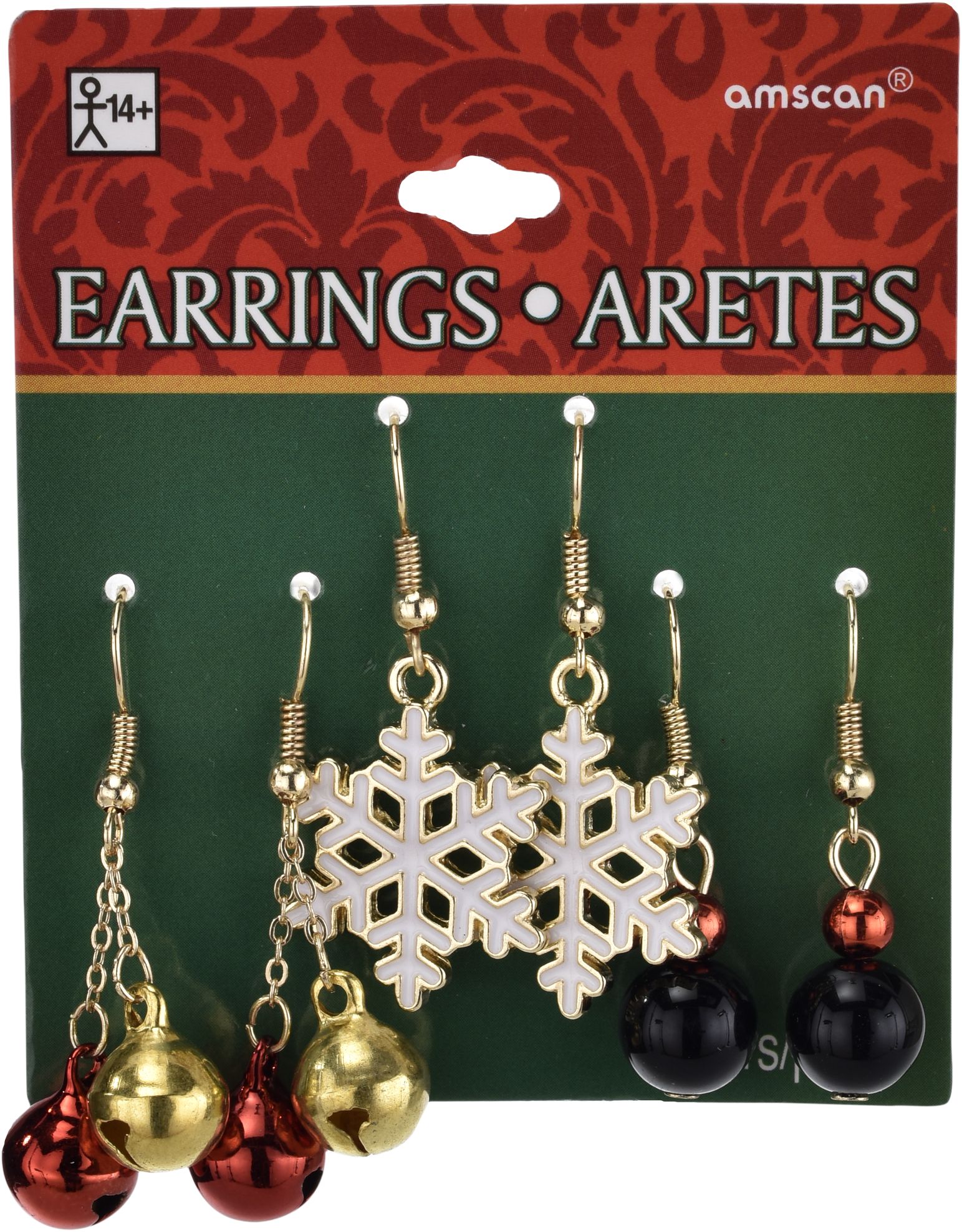 Jingle Bell & Snowflake Christmas Earrings Set, 6-pc | Party City