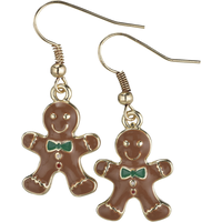 Boucles d'oreilles de Noël, bonhomme de pain d'épice et renne, 6 pièces Front_Flat