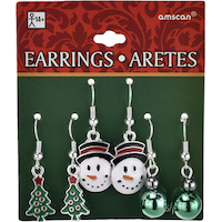 Christmas Tree & Snowman Christmas Earrings Set, 6-pc Front_Flat