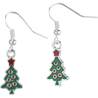Boucles d'oreilles de Noël, sapin de Noël et bonhomme de neige, 6 pièces Front_Flat