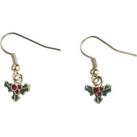Boucles d'oreilles de Noël couronne et houx, 6 pièces Front_Flat