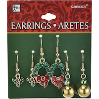 Wreath & Holly Christmas Earrings Set, 6-pc Front_Flat