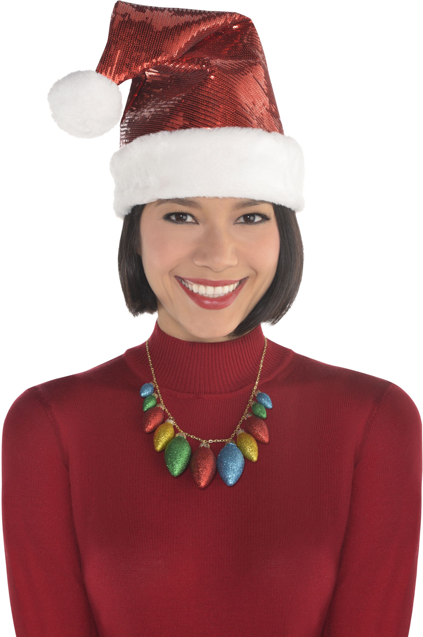 Glitter Christmas Lights Necklace Front_Flat