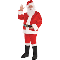Adult Santa Claus Costume with Jacket, Hat, Belt, Pants & Boot Covers, Red, Assorted Sizes, for Christmas/Halloween