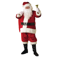 Adult Santa Claus Costume with Jacket, Hat, Belt, Pants & Boot Covers, Red, Assorted Sizes, for Christmas/Halloween Front_Flat