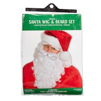 Adult Santa Claus Beard, Wig & Eyebrow Kit, White, One Size, 4-pk, for Christmas