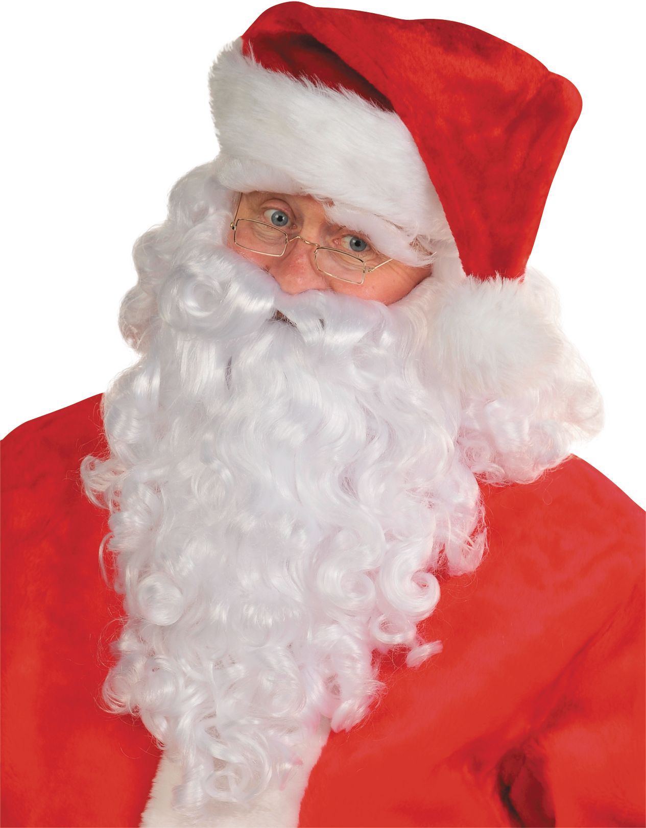 Adult Santa Claus Beard, Wig & Eyebrow Kit, White, One Size, 4-pk, for Christmas Front_Angled_Left
