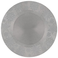 Embossed Snowflake Round Plastic 13-in Charger Plate Overhead_Flat
