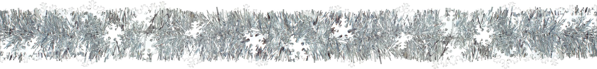 Silver Snowflake Boa Tinsel Garland Overhead_Flat