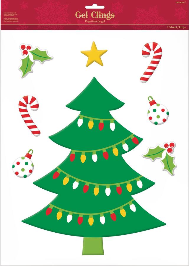 Christmas Tree Gel Cling Decals, 8-ct Front_Flat