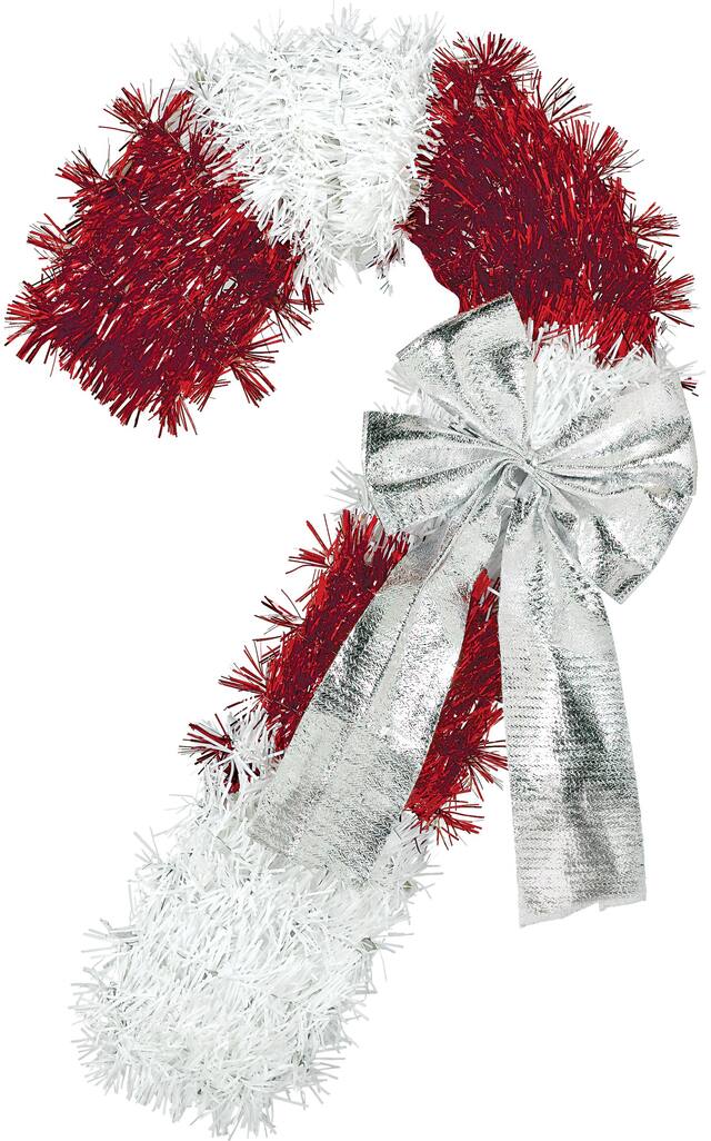 Décoration suspendue de luxe en forme de canne de Noël, scintillant Overhead_Flat