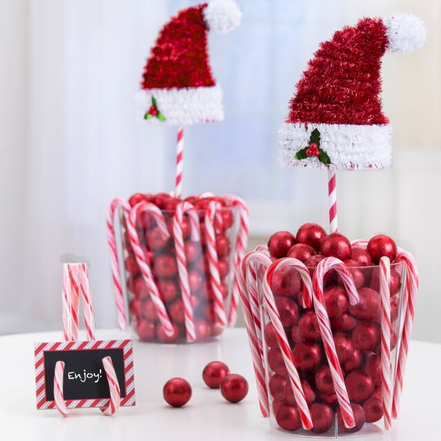 3D Tinsel Santa Hat Hanging Christmas Decoration Party City