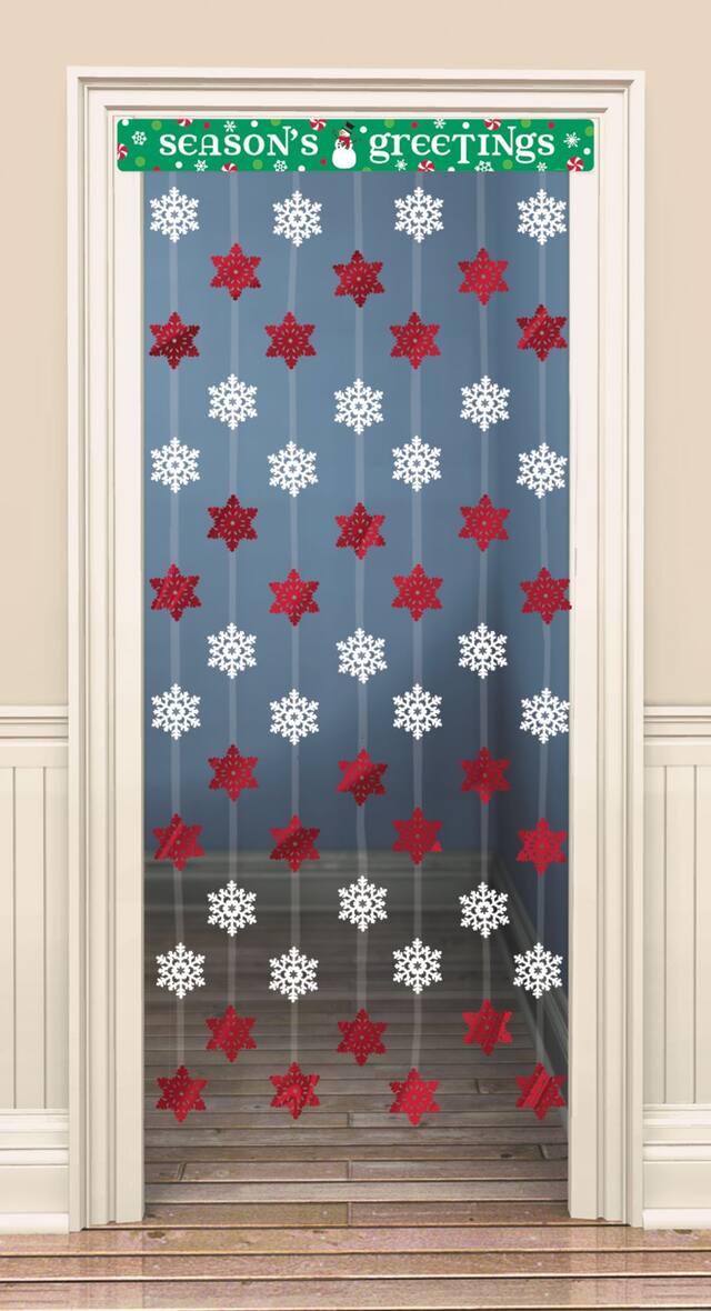 Décoration de porte pour fête de Noël Étoiles et flocons de neige Front_Flat