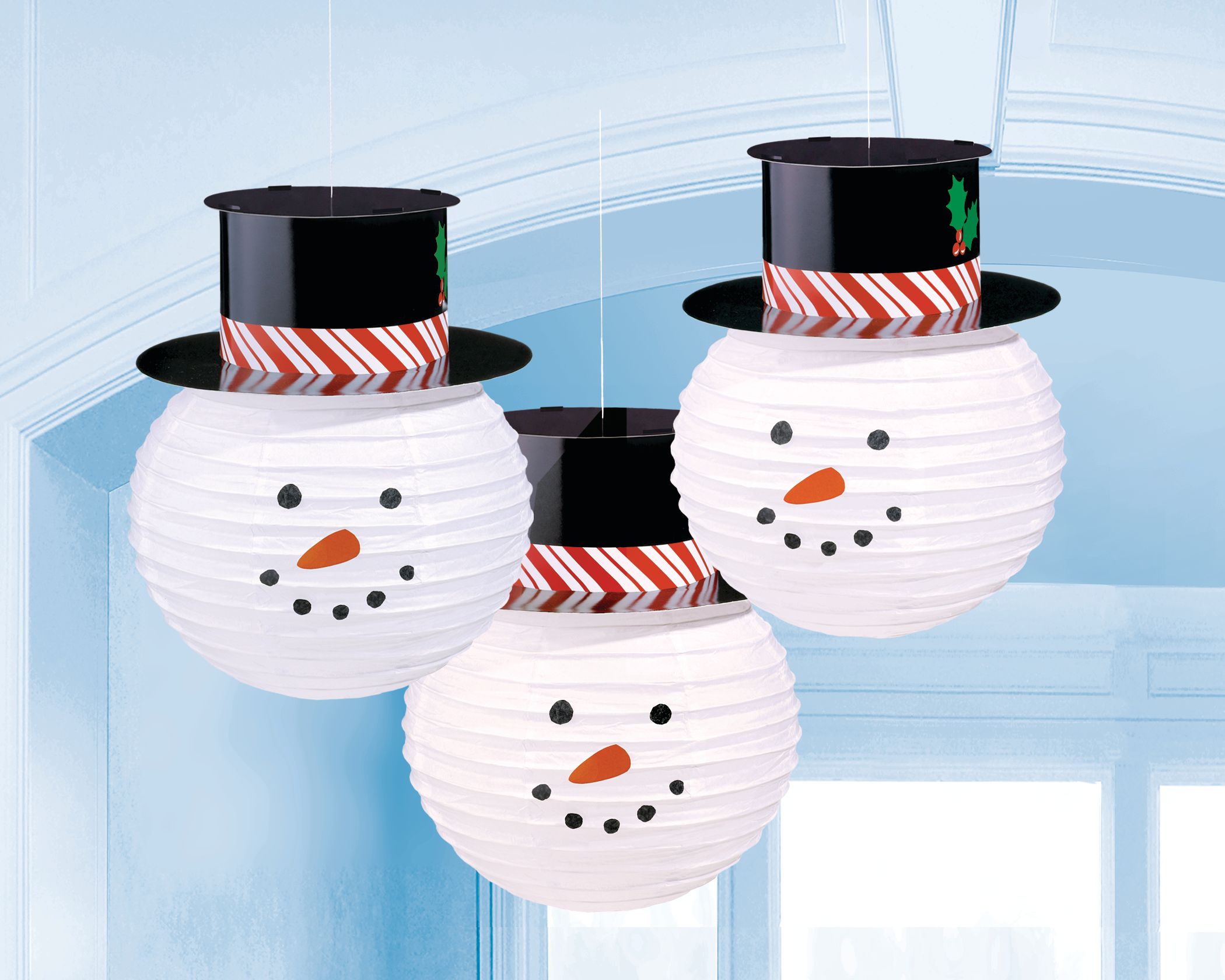 Snowman Paper Lanterns, 3-pk Front_Flat