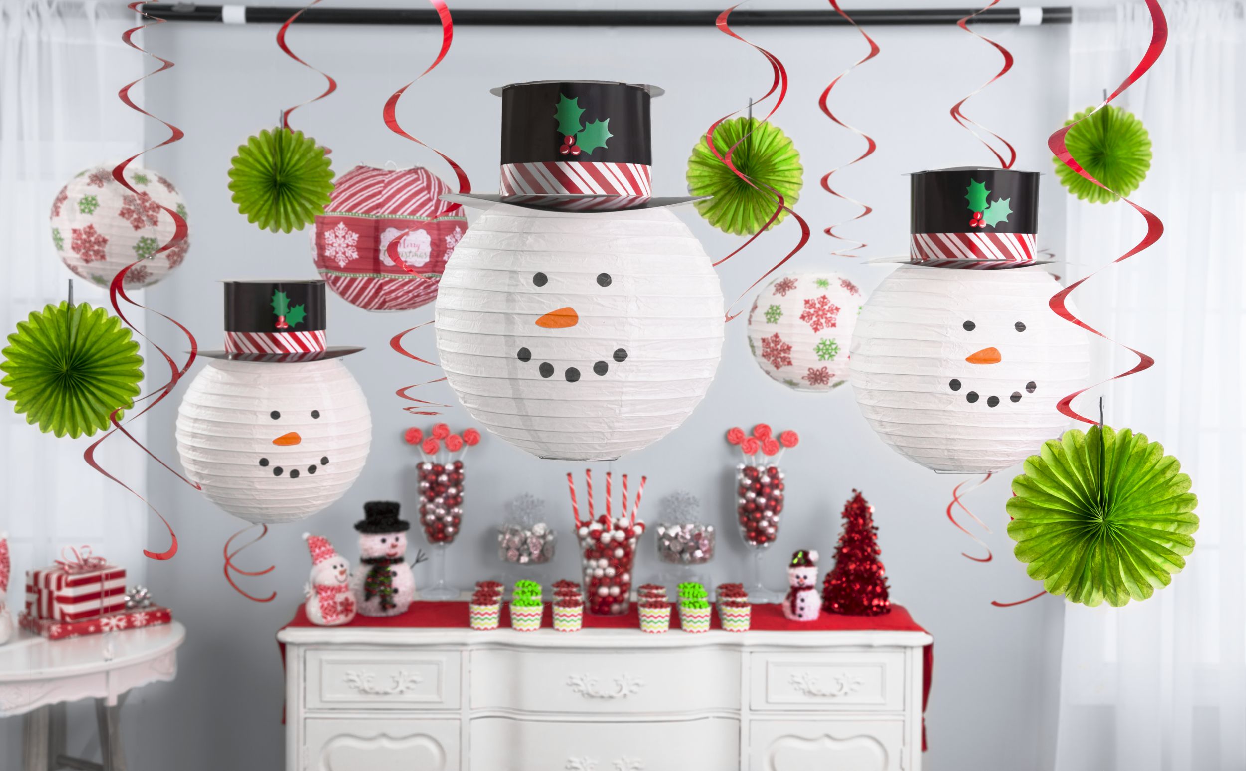 Snowman Paper Lanterns, 3-pk Front_Flat