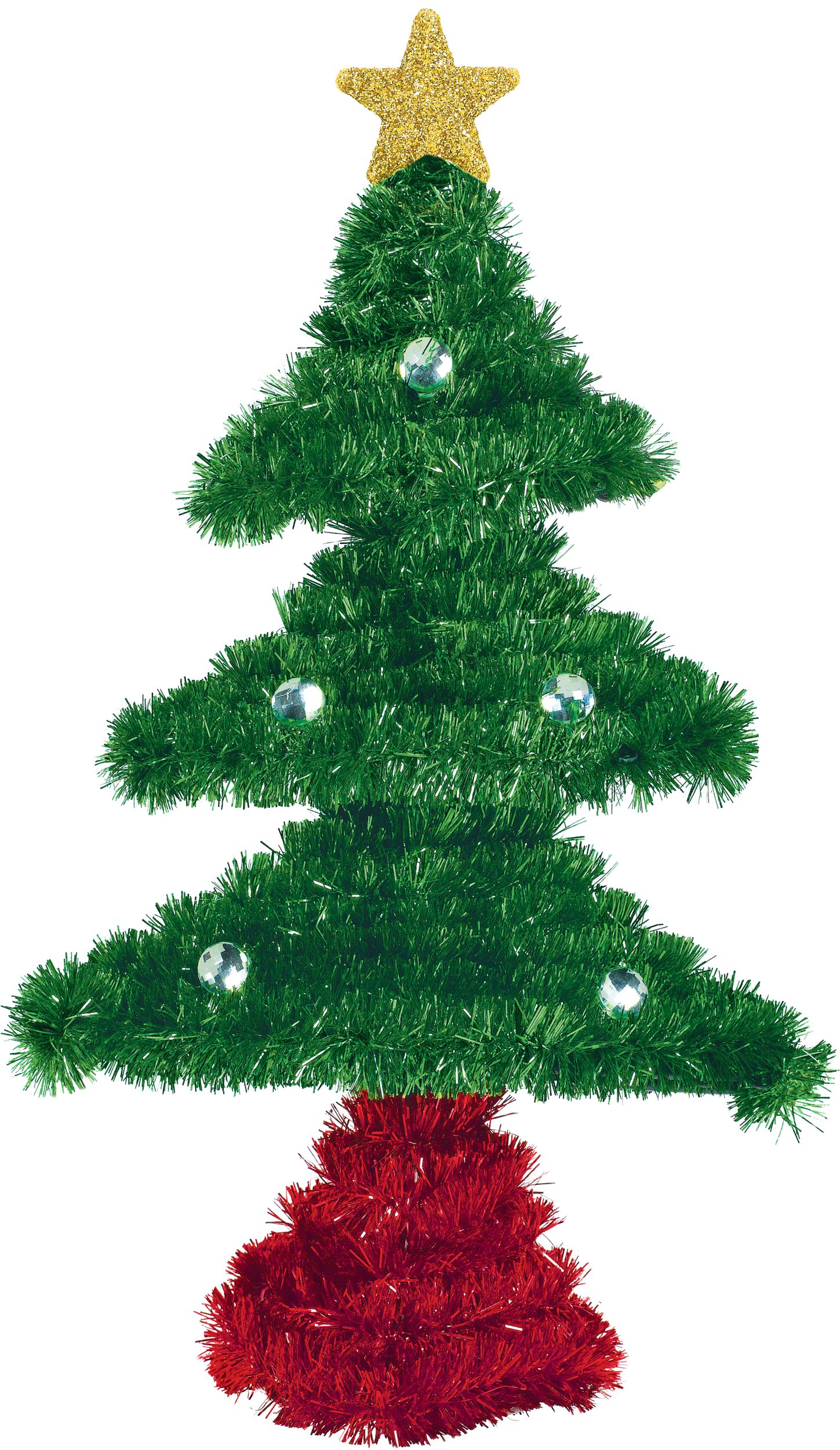 Red & Green Tinsel Christmas Tree Front_Flat