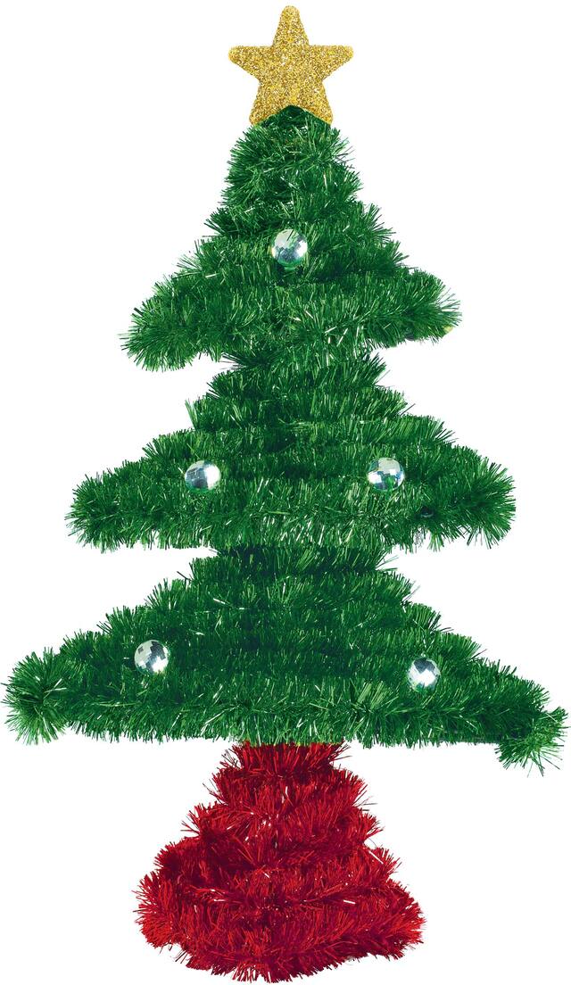 Red & Green Tinsel Christmas Tree Front_Flat