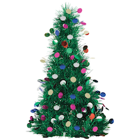 3D Colourful Tinsel Christmas Tree Decoration Front_Flat