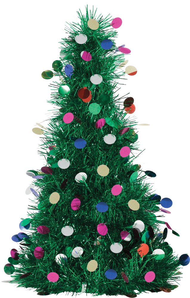 3D Colourful Tinsel Christmas Tree Decoration Party City