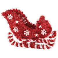 3D Tinsel Sleigh Decoration Front_Angled_Right