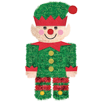 Mini 3D Tinsel Elf Decoration Front_Flat