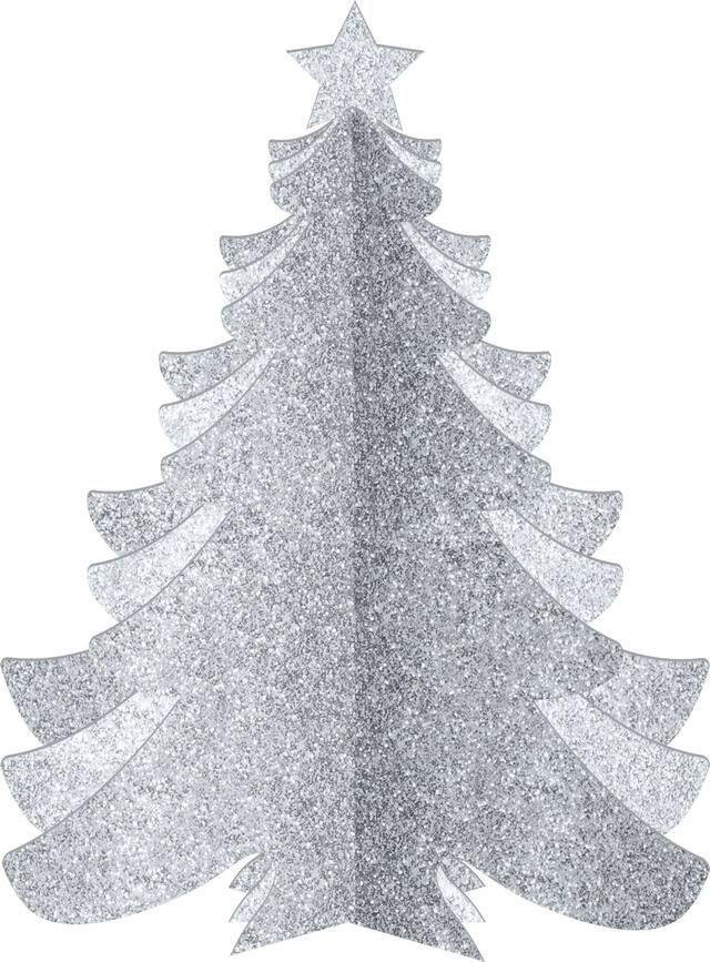 Glitter Silver Christmas Tree Front_Flat
