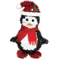 Tinsel Penguin Santa Christmas Decoration Front_Flat