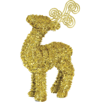 Gold Tinsel Reindeer Christmas Decoration Front_Flat