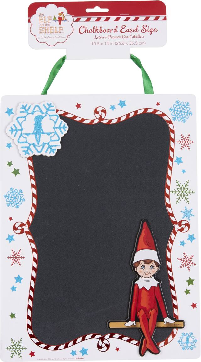 Affiche de Noël en tableau noir avec chevalet, Elf on the Shelf Front_Flat